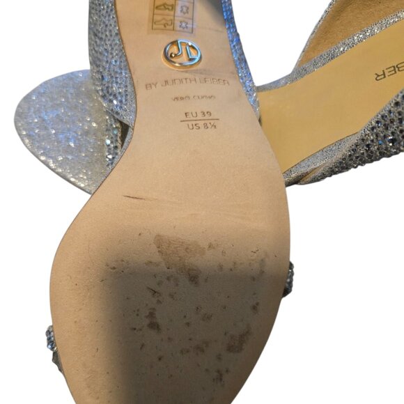 Judith Leiber Silver Crystal Glitter Pumps sz 8.5 - Picture 7 of 7